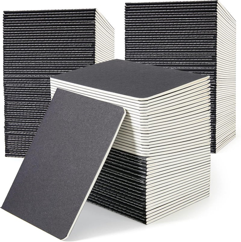 Feela 170 Pack Blank Kraft Notebooks, Unlined Sketchbook Mini Cute Note Pad for Drawing Writing, Journal Bulk For Kids Students Office School Supplies, A6, 48 Pages, 4.25” X 5.5”, Black - Image 1